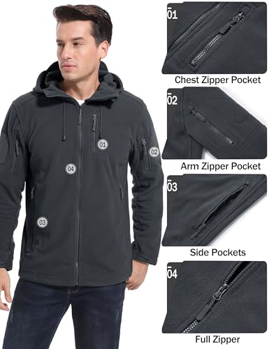 Men's Fleece Jackets Tactical Military Hunting Winter Windproof Warm Hoodie Coat Jacket