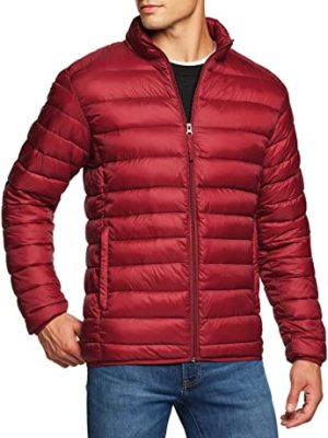 Men's Lightweight Packable Accent Puffer Jacket, Water-Resistant Winter Jackets