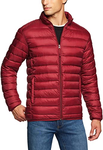 Men's Lightweight Packable Accent Puffer Jacket, Water-Resistant Winter Jackets