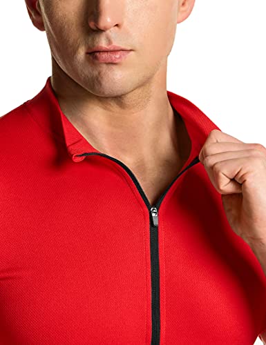 Men's Short Sleeve Bike Cycling Jersey, Quick Dry Breathable Reflective Biking Shirts with 3 Rear Pockets