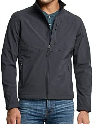 Men's Full-Zip Softshell Winter Jacket, Waterproof Fleece Lined Athletic Jacket, Outdoor Sport Windproof Jackets