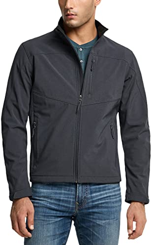 Men's Full-Zip Softshell Winter Jacket, Waterproof Fleece Lined Athletic Jacket, Outdoor Sport Windproof Jackets