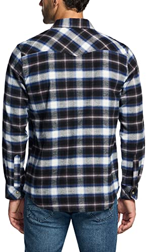 Men's 100% Cotton Plaid Flannel Shirt, Long Sleeve Shirt Jackets, Casual Outdoor Jacket with Pockets
