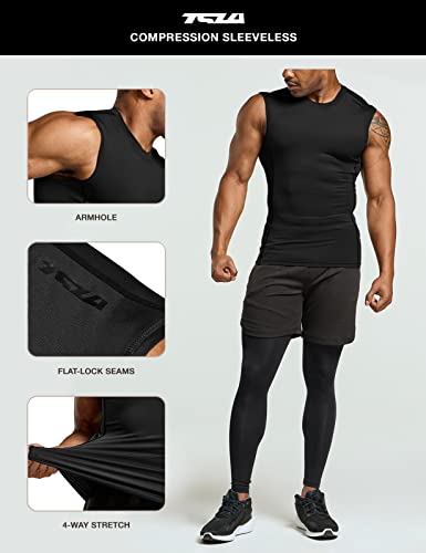 Men's Sleeveless Workout Shirts, Dry Fit Running Compression Cutoff Shirts, Athletic Training Tank Top