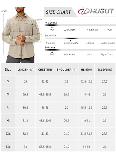 Men's Sun Protection Fishing Shirts Lightweight Long Sleeve UPF 50+ Travel Work Hiking Shirts with Pockets