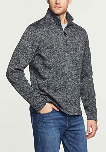 Men's Quarter Zip Thermal Fleece Lined Sweater, Winter Lightweight Soft Pullover Collar Sweatshirt