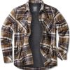 Men's Plaid Flannel Shirt Jacket, Long Sleeve Soft Warm Sherpa/Quilted Lined Jacket, Outdoor Button Up/Zip-Front Jacket