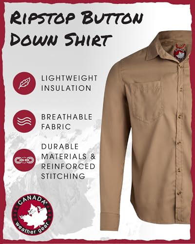 Men's Button Down Shirt - Breathable Mesh Lined Casual Ripstop Long and Short Sleeve Shirt (Sizes: S-XXL)