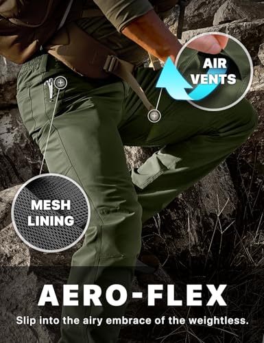 Men's Quick Dry Tactical Pants, Water Resistant Outdoor Pants, Lightweight Stretch Cargo Work Hiking Pants