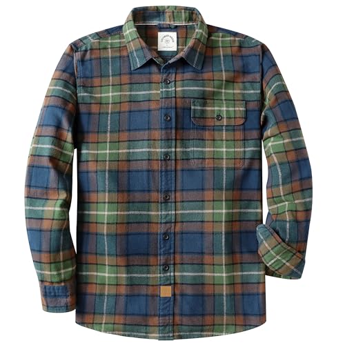 ®Mens Flannel Shirts Long Sleeve Flannel Shirt for Men Warm Casual Soft Cotton Button Down Plaid Mens Flannel Shirt