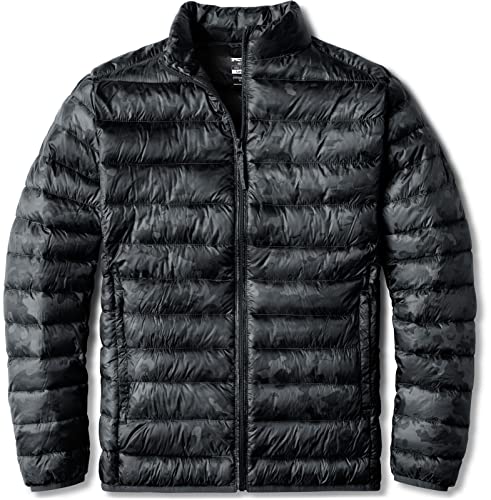 Men's Lightweight Packable Accent Puffer Jacket, Water-Resistant Winter Jackets