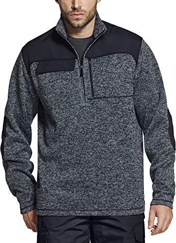 Men's Thermal Fleece Half Zip Pullover, Winter Outdoor Warm Sweater, Lightweight Long Sleeve Sweatshirt