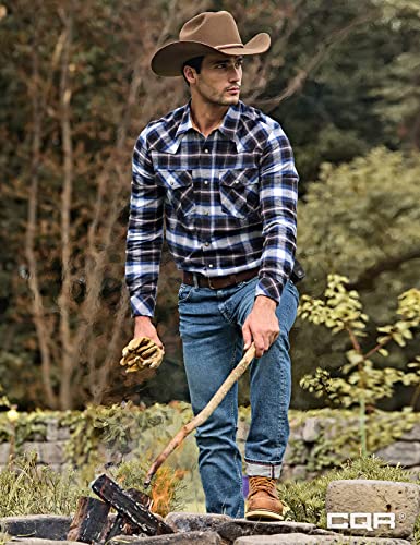 Men's 100% Cotton Plaid Flannel Shirt, Long Sleeve Shirt Jackets, Casual Outdoor Jacket with Pockets