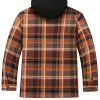 Men's Thicken Plaid Hooded Flannel Shirt Jacket with Quilted Lined,Zipper&Snap