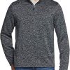 Men's Quarter Zip Thermal Fleece Lined Sweater, Winter Lightweight Soft Pullover Collar Sweatshirt