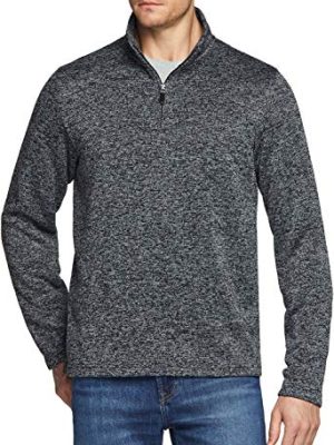 Men's Quarter Zip Thermal Fleece Lined Sweater, Winter Lightweight Soft Pullover Collar Sweatshirt