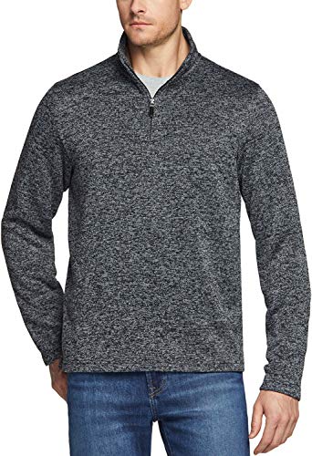 Men's Quarter Zip Thermal Fleece Lined Sweater, Winter Lightweight Soft Pullover Collar Sweatshirt
