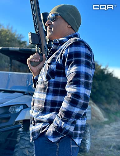 Men's 100% Cotton Plaid Flannel Shirt, Long Sleeve Shirt Jackets, Casual Outdoor Jacket with Pockets
