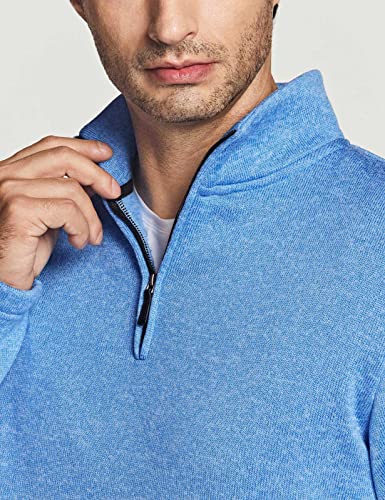 Men's Quarter Zip Thermal Fleece Lined Sweater, Winter Lightweight Soft Pullover Collar Sweatshirt