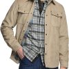 Men's Flannel Lined Shirt Jackets, Long Sleeved Rugged Plaid Cotton Brushed Suede Shirt Jacket