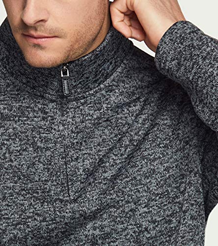 Men's Quarter Zip Thermal Fleece Lined Sweater, Winter Lightweight Soft Pullover Collar Sweatshirt